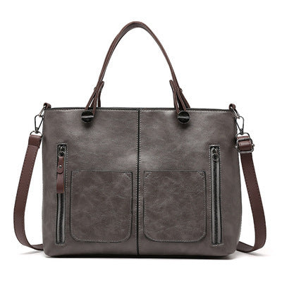 European and American fashion shoulder bag for women large capacity retro women's tote bag simple diagonal cross bag-AURA REGALIA 