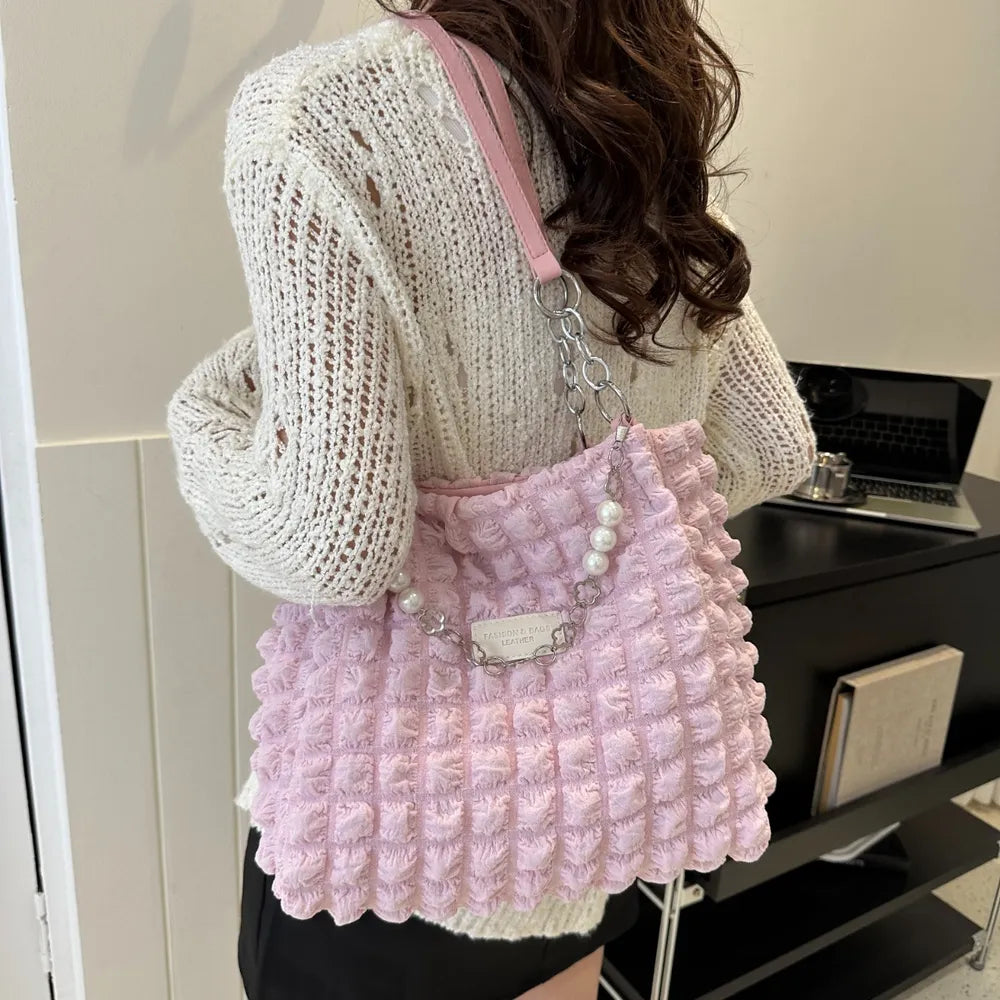 Bubble Textured Tote Bag-AURA REGALIA 