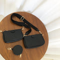 Fashion Solid Color PU Leather Shoulder Messenger Bag Casual Crossbody Bags Women Handbags Totes Bag 3 Sets Evening Clutch Purse-AURA REGALIA 