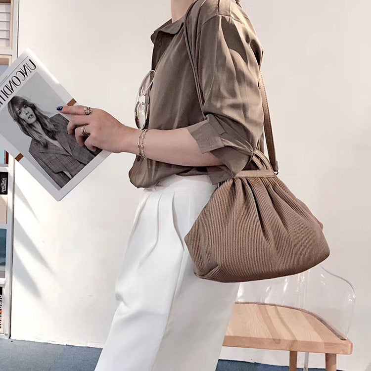 Women Pleated Dumpling Top Handle Purse