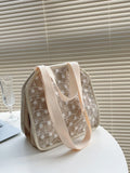 Straw Bag Summer New Fresh And Simple Lace Flower Girl Bag Handbag Beach Bag Shoulder Tote Bag-AURA REGALIA 