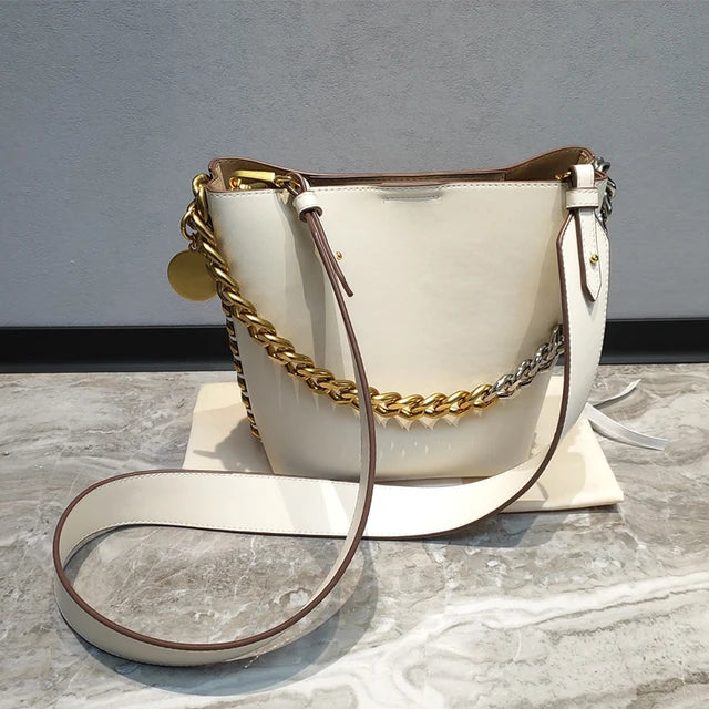 New Women's Bucket Bag Luxury Shoulder Bag High Quality Handbag Fashion Women's Bag Thick Chain Party Bag Wallet-AURA REGALIA 