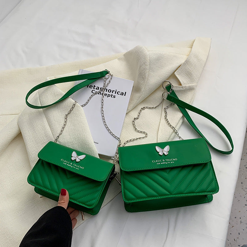 Crossbody Casual Women's Bag New Trendy The Bow Simple Texture Shoulder Bag Retro Hong Kong Style Small Square Bag