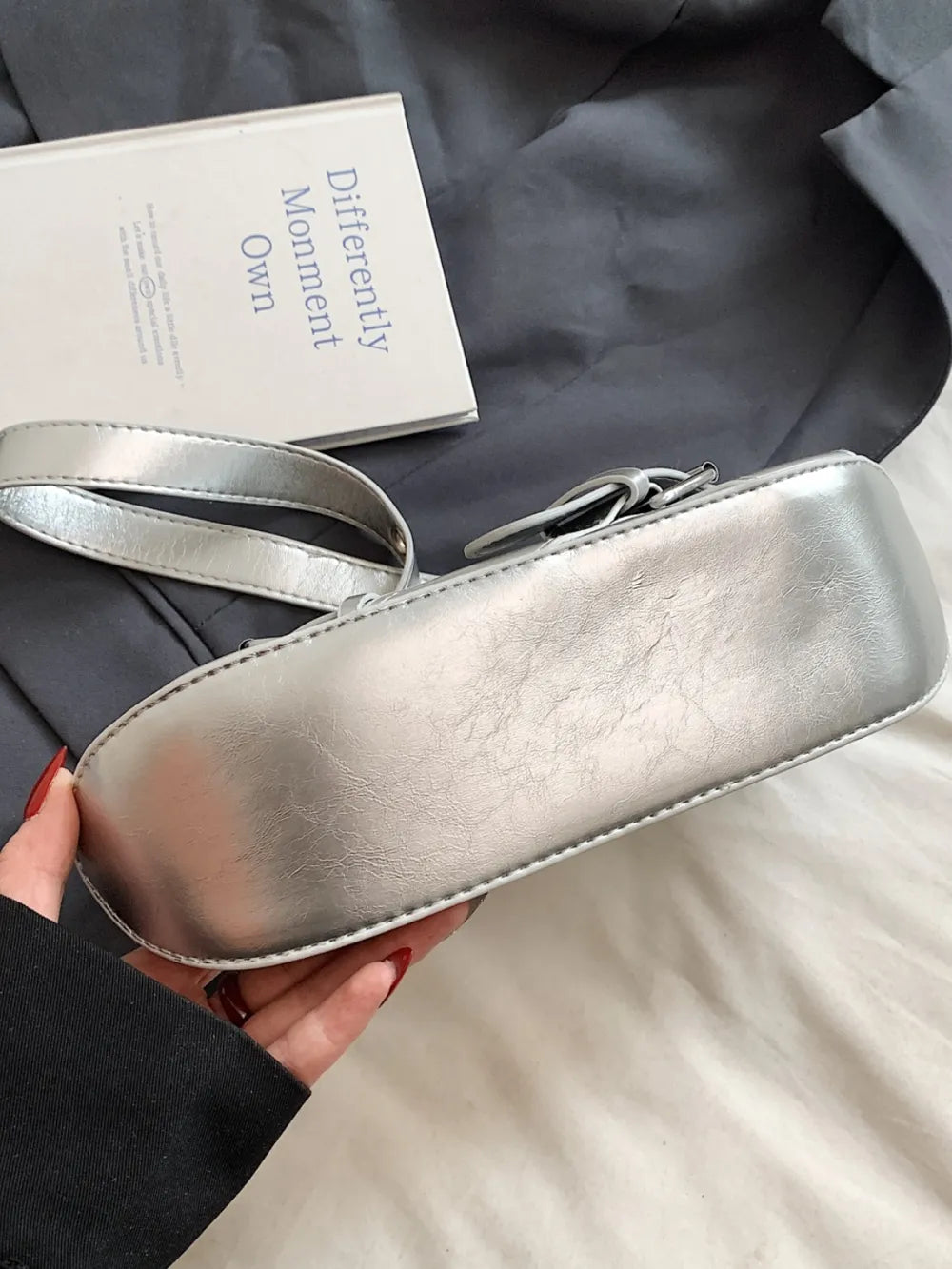 PU Leather Buckle Shoulder Bag-AURA REGALIA 