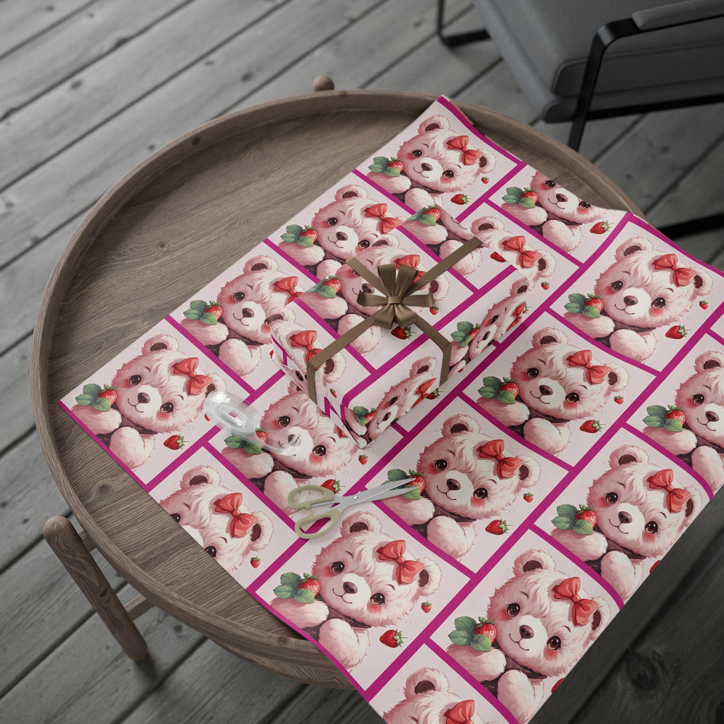 Strawberry Kitten Wrapping Paper | Nostalgic Cat Gift Wrap