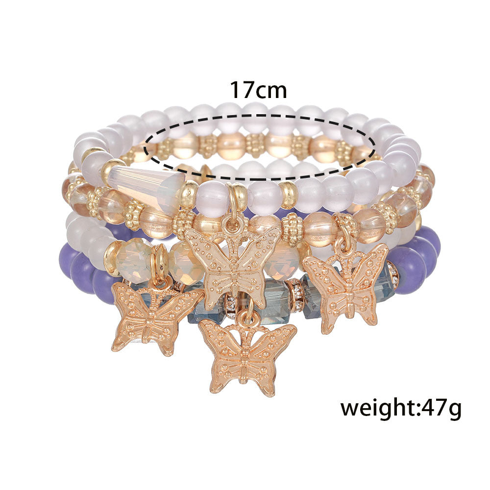 Design Sense Niche Twin Elastic Bohemian Butterfly Bracelet For Women