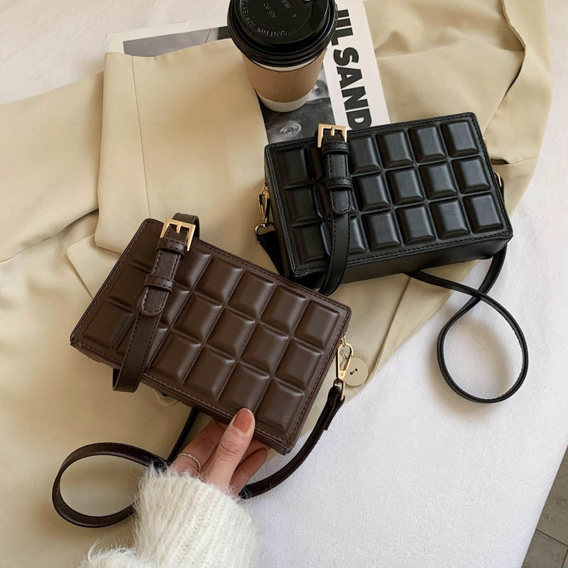 Fashionable embossed shoulder bag chocolate crossbody bag-AURA REGALIA 