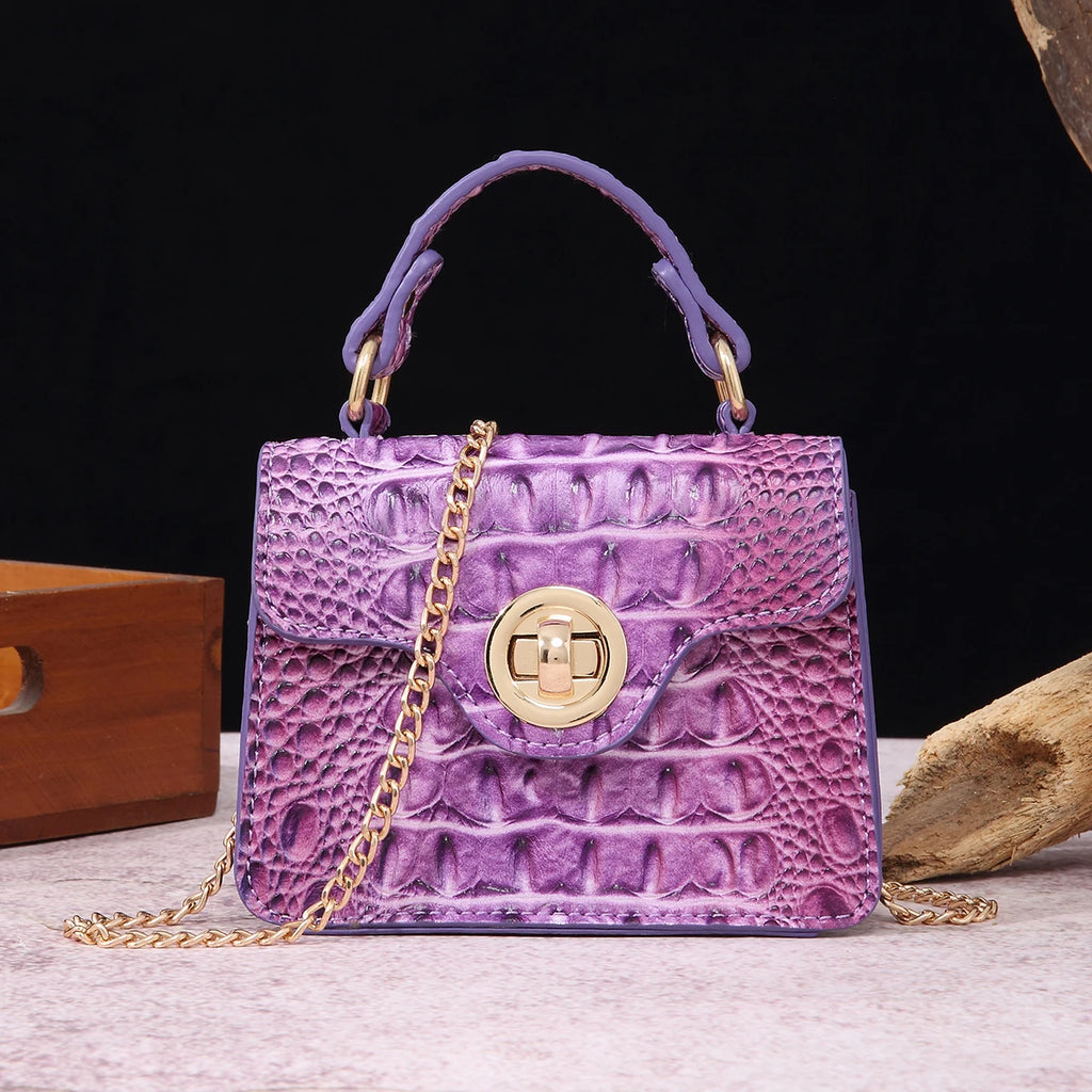 Crocodile Embossed Handbag Classic Style Little Handbag Crossbody Bag Women's Satchel Purse