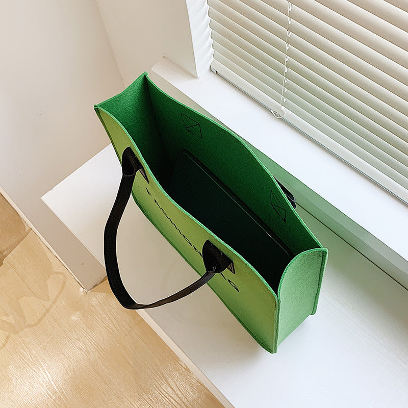 Fashion Large Capacity Tote Bag Women's Creative Shoulder Bag Commuter Handbag Felt Klein Blue Mummy Storage Bag