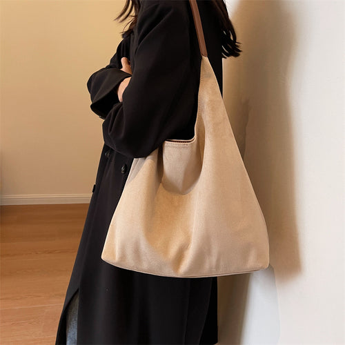 Bag for women large capacity simple tote bag retro and lazy suede big bun mother bag-AURA REGALIA 
