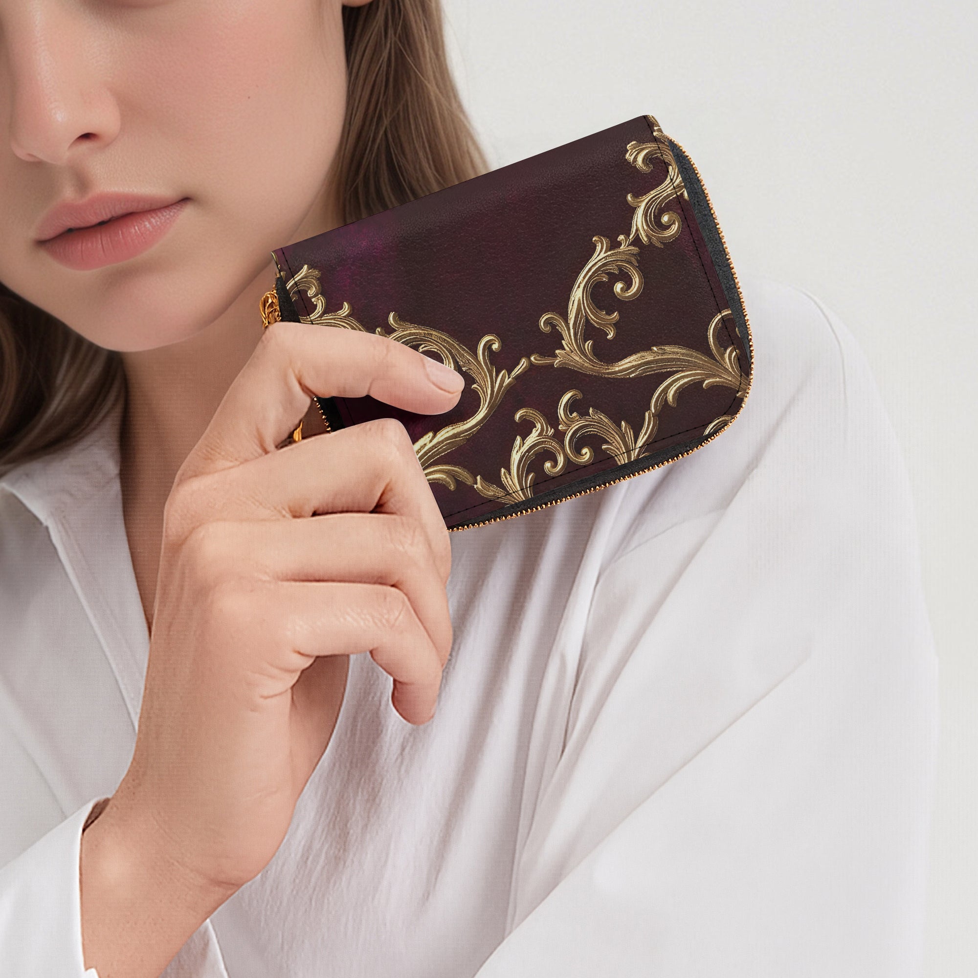 Marie Antoinette Bifold Zipper Wallet | Aura Regalia-AURA REGALIA 