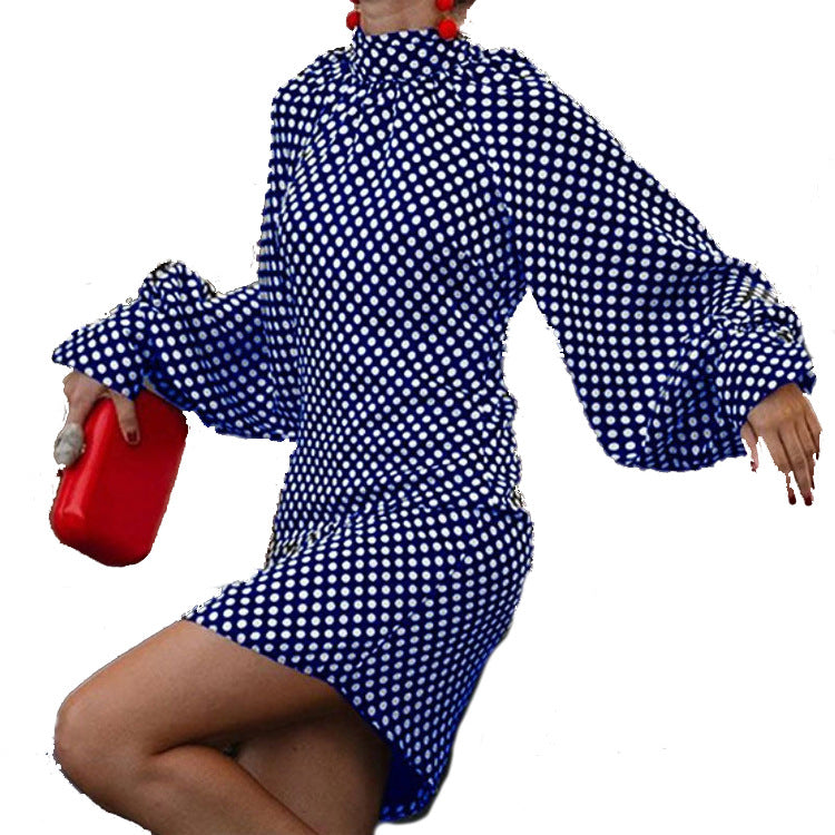 New Fashion Polka-dot Print Dresses For Spring And Autumn-AURA REGALIA 