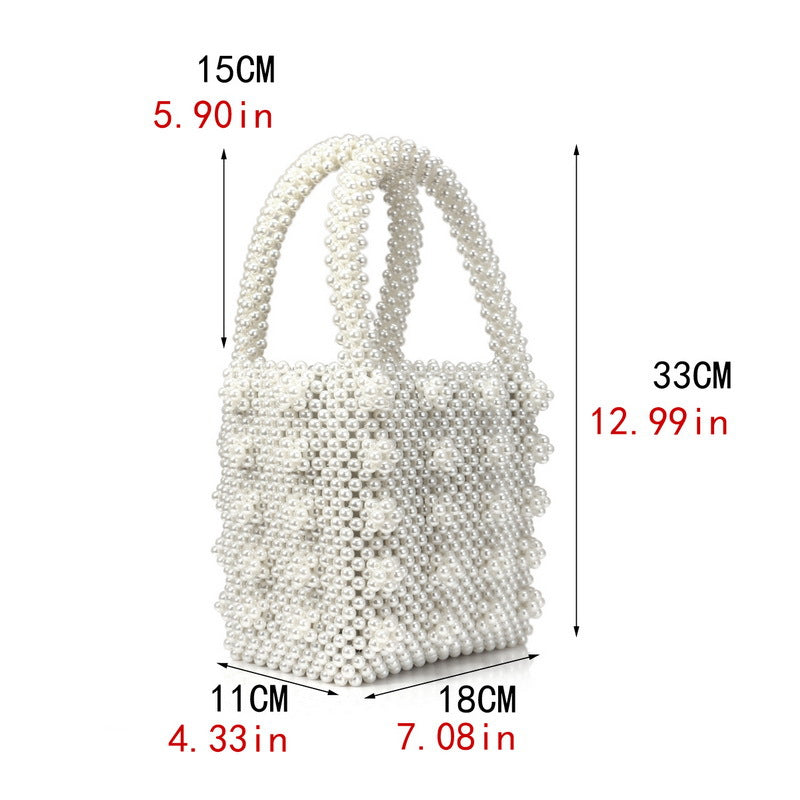 Pearl Tote Bag Ladies Ins Net Red Niche Bag Beaded Bag Fashion Pearl Bag-AURA REGALIA 