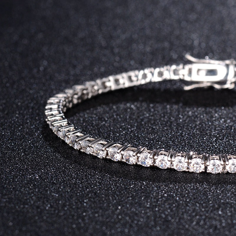 S925 sterling silver electroplated zircon tennis bracelet bracelet