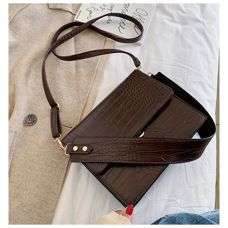 Small Vintage Retro Female Pu Leather Shoulder Messenger Bags Girls Ladies Alligator Crossbody Bag Crocodile Women Handbags New-AURA REGALIA 