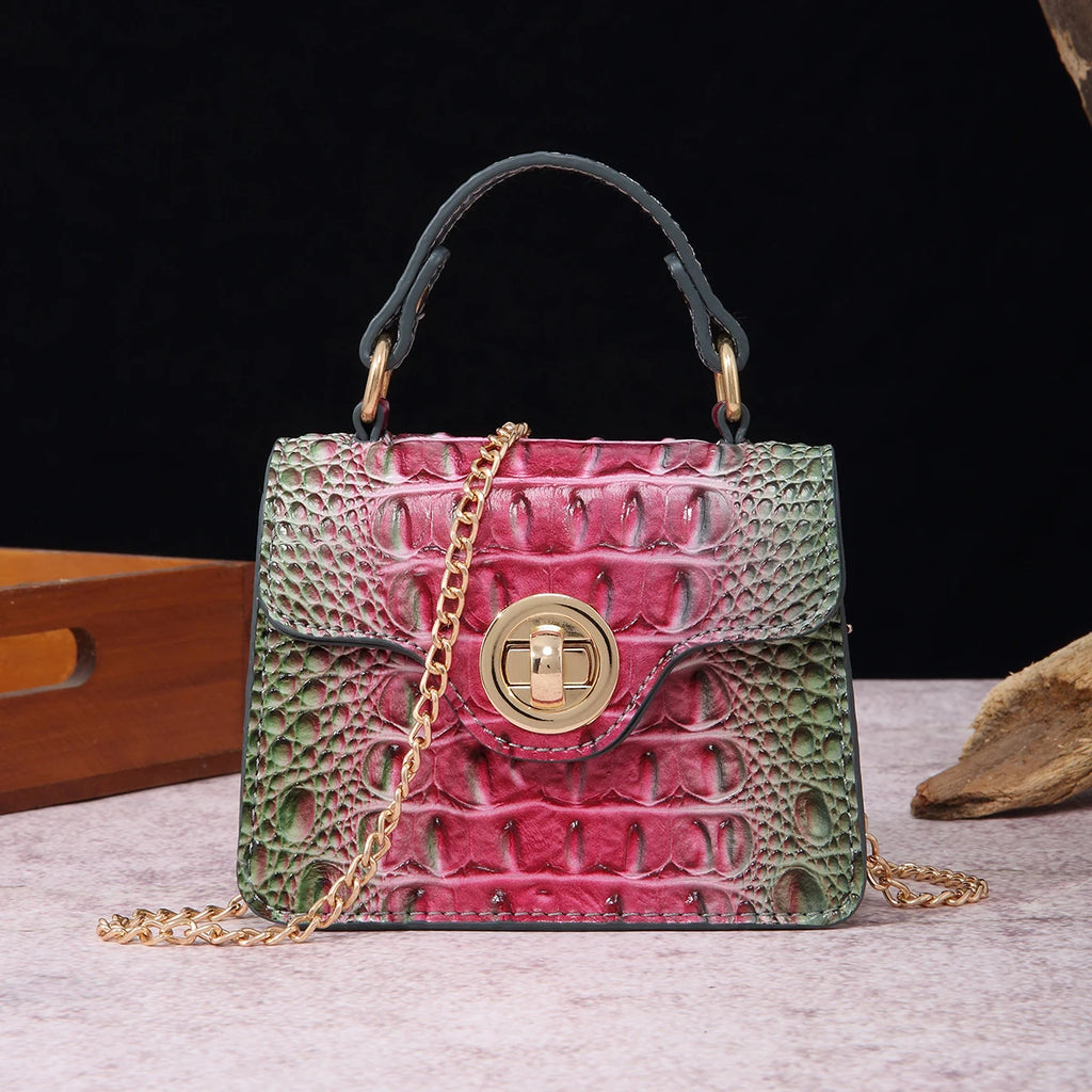 Crocodile Embossed Handbag Classic Style Little Handbag Crossbody Bag Women's Satchel Purse
