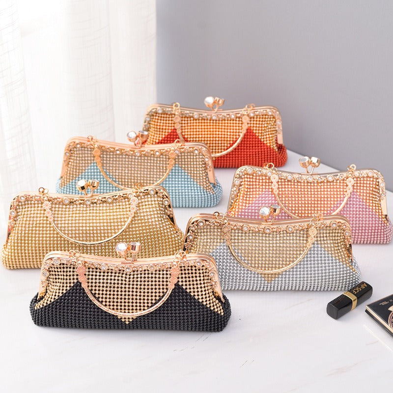 Water Diamond Dinner Bag Celebrity Handheld Bag Fashion Diagonal Straddle Bag New Versatile Evening Dress Bag Girl-AURA REGALIA 