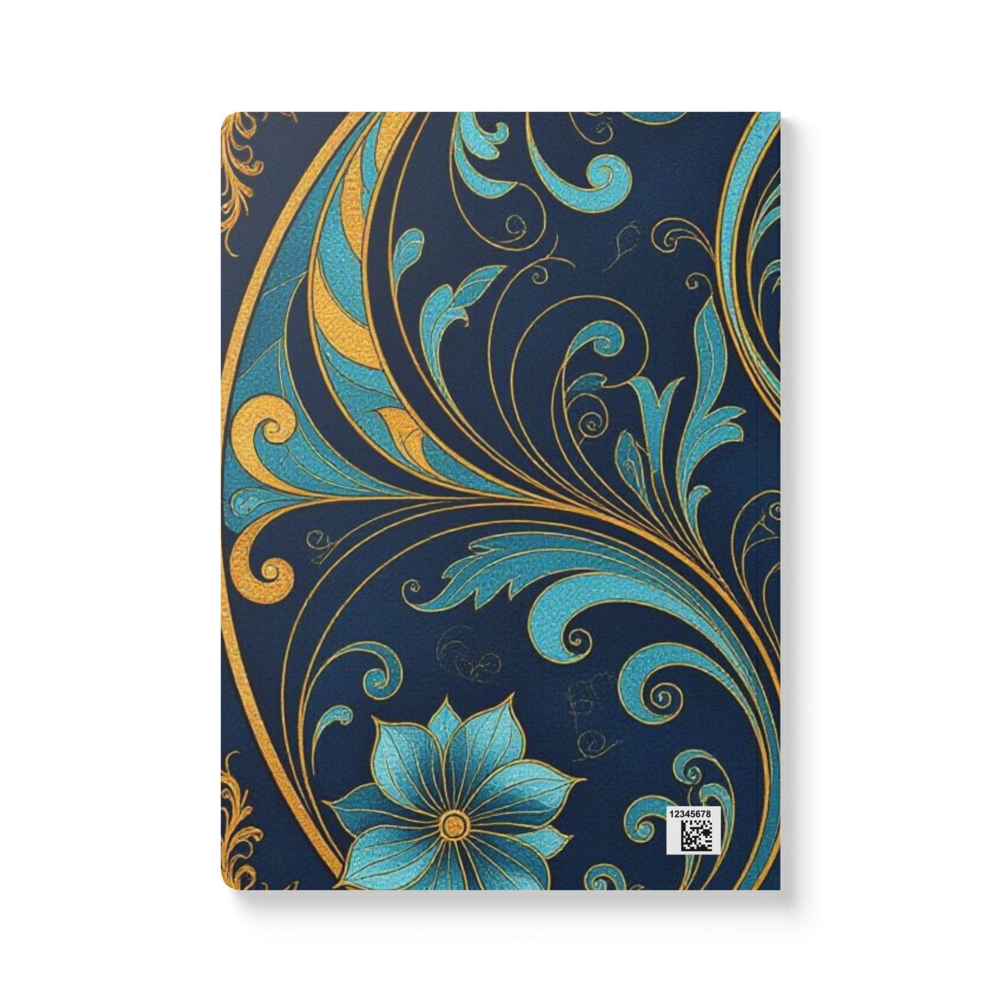 Teal Gold Floral Swirl Journal
