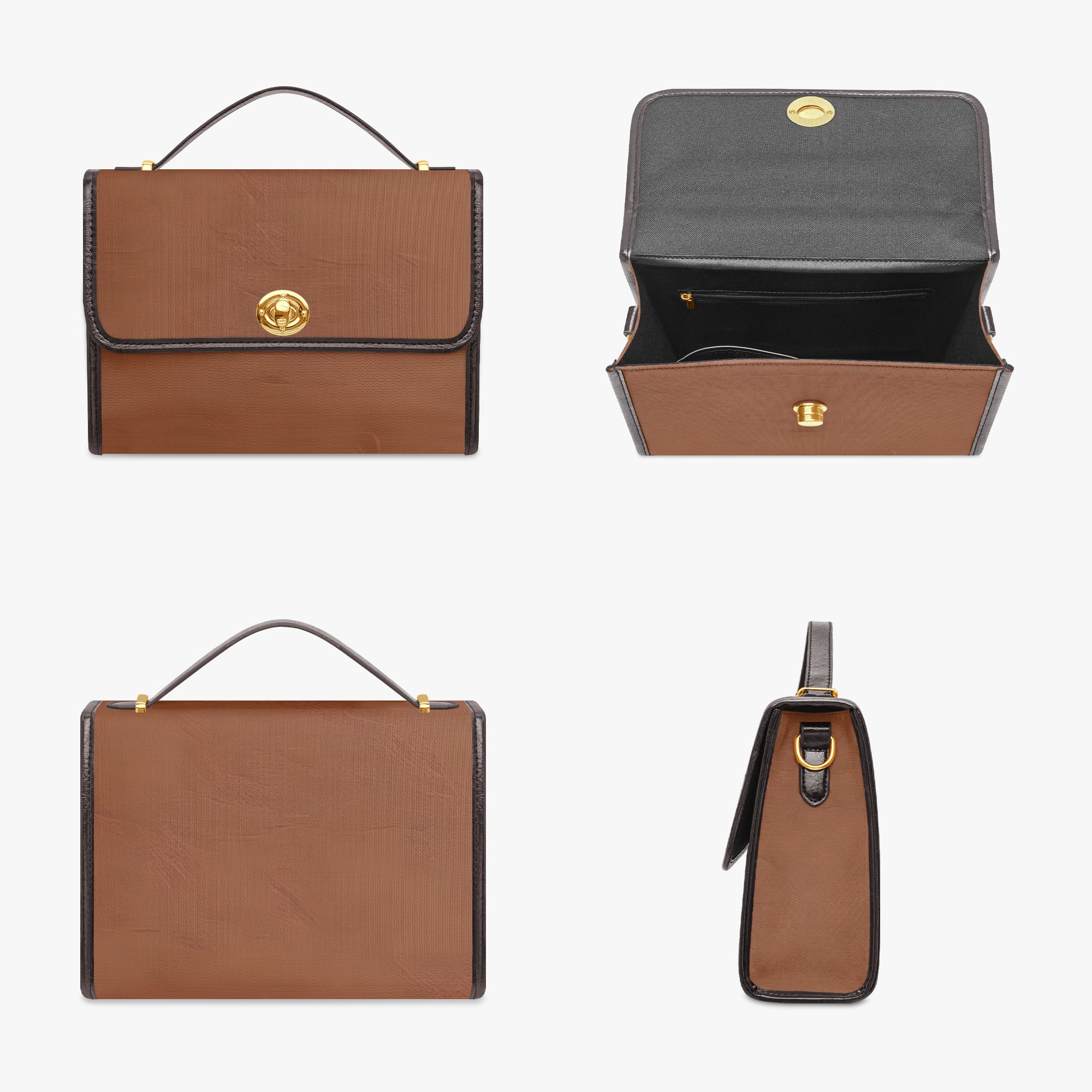 Choco Delight Classic Women's Canvas Satchel Crossbody Bag | Aura Regalia-AURA REGALIA 