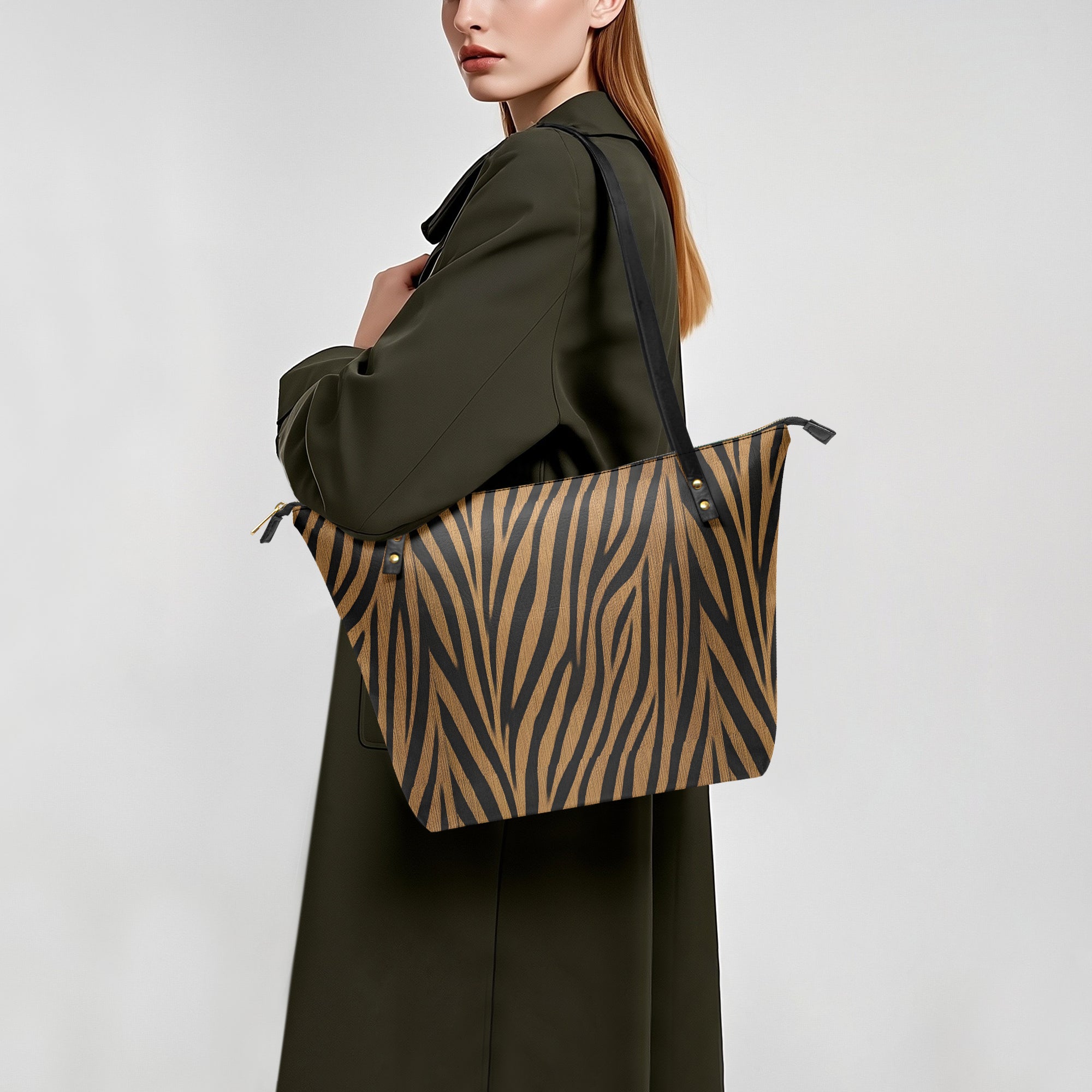 Aura Regalia | Animal Print Roomy PU Tote Bag-AURA REGALIA 