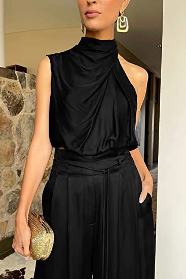 Summer Suits Casual Sleeveless Midriff-baring Top And Wide Leg Pants 2pcs Set Womens Clothing-AURA REGALIA 
