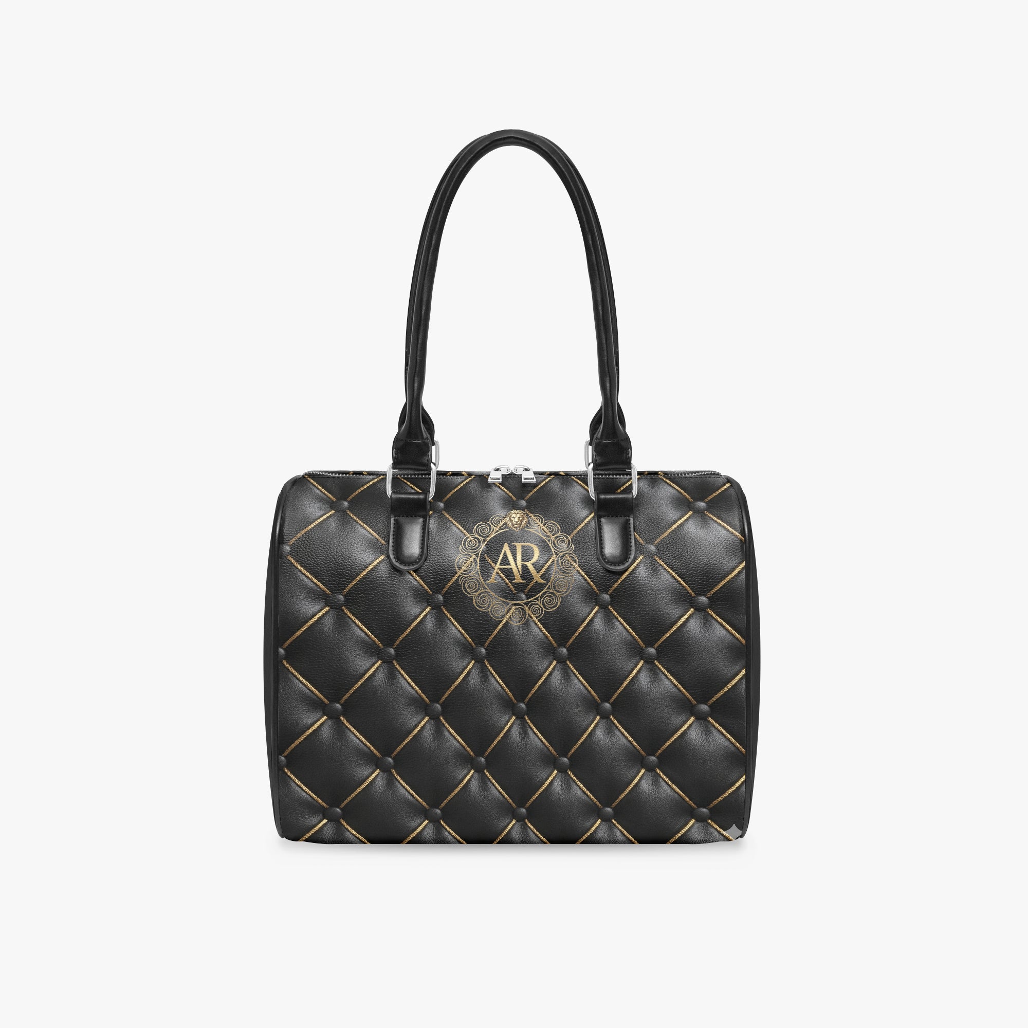 Noir Quilted Faux Leather Satchel – Art Deco-AURA REGALIA 