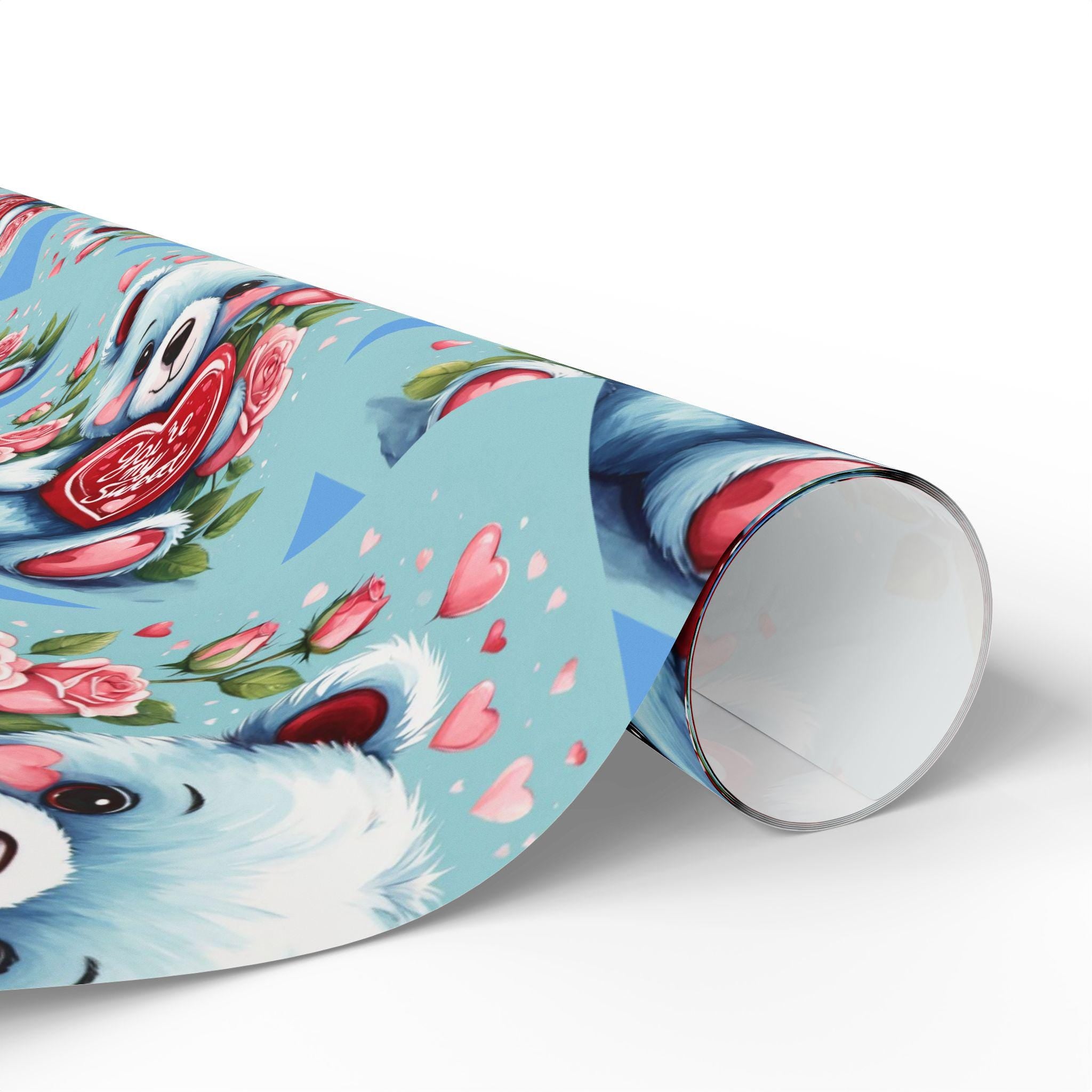 Teddy Bear & Roses Wrapping Paper | Valentine's Day Gift Wrap