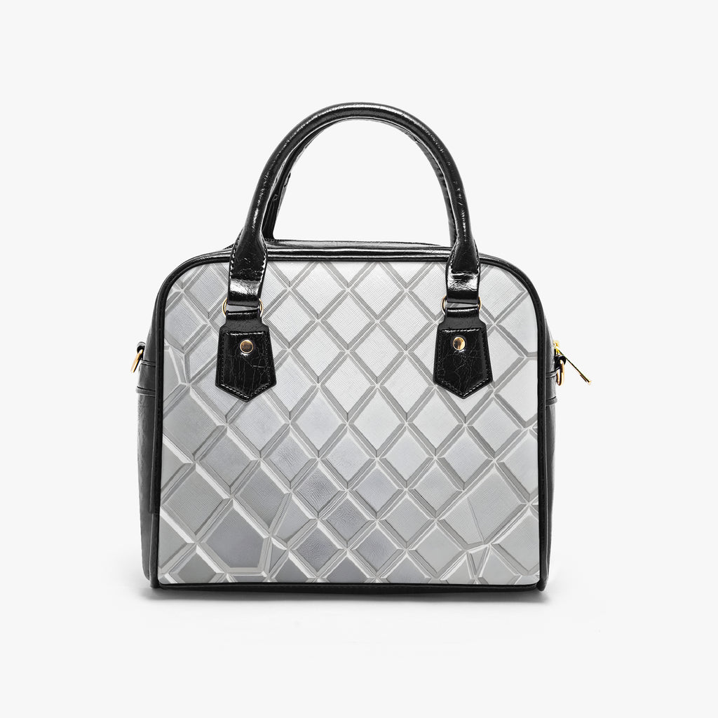 Silver Diamond Shape Casual Leather Saddle Bag | Aura Regalia-AURA REGALIA 