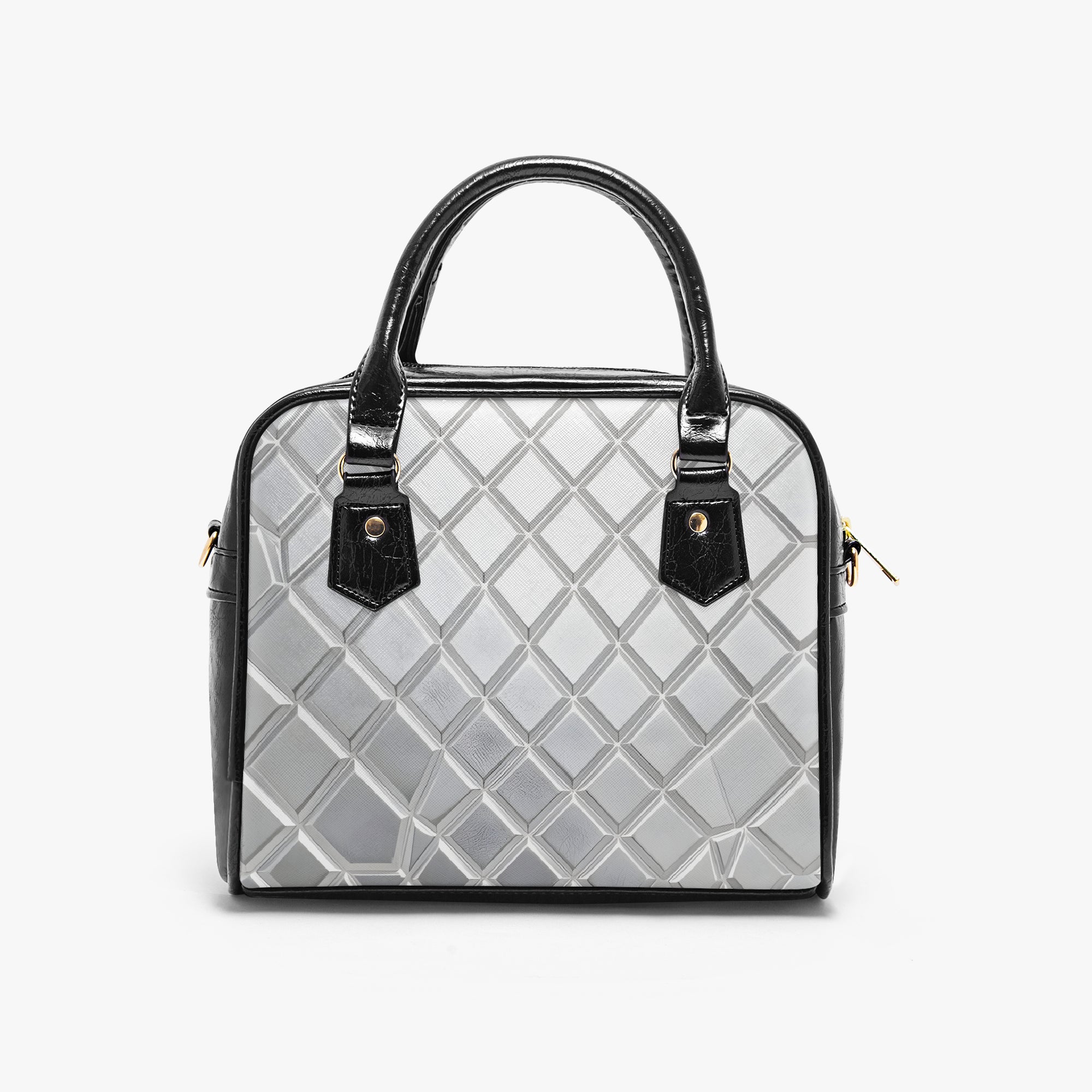 Silver Diamond Shape Casual Leather Saddle Bag | Aura Regalia-AURA REGALIA 