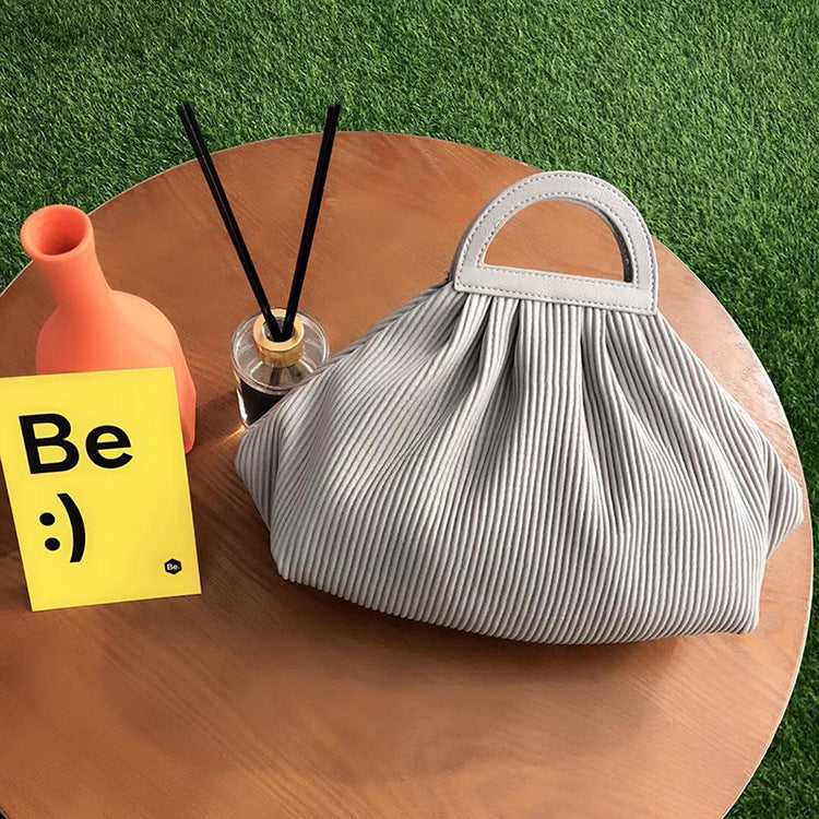 Women Pleated Dumpling Top Handle Purse