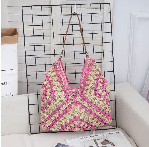 Hollow out straw woven bag woven belt armpit bag-AURA REGALIA 