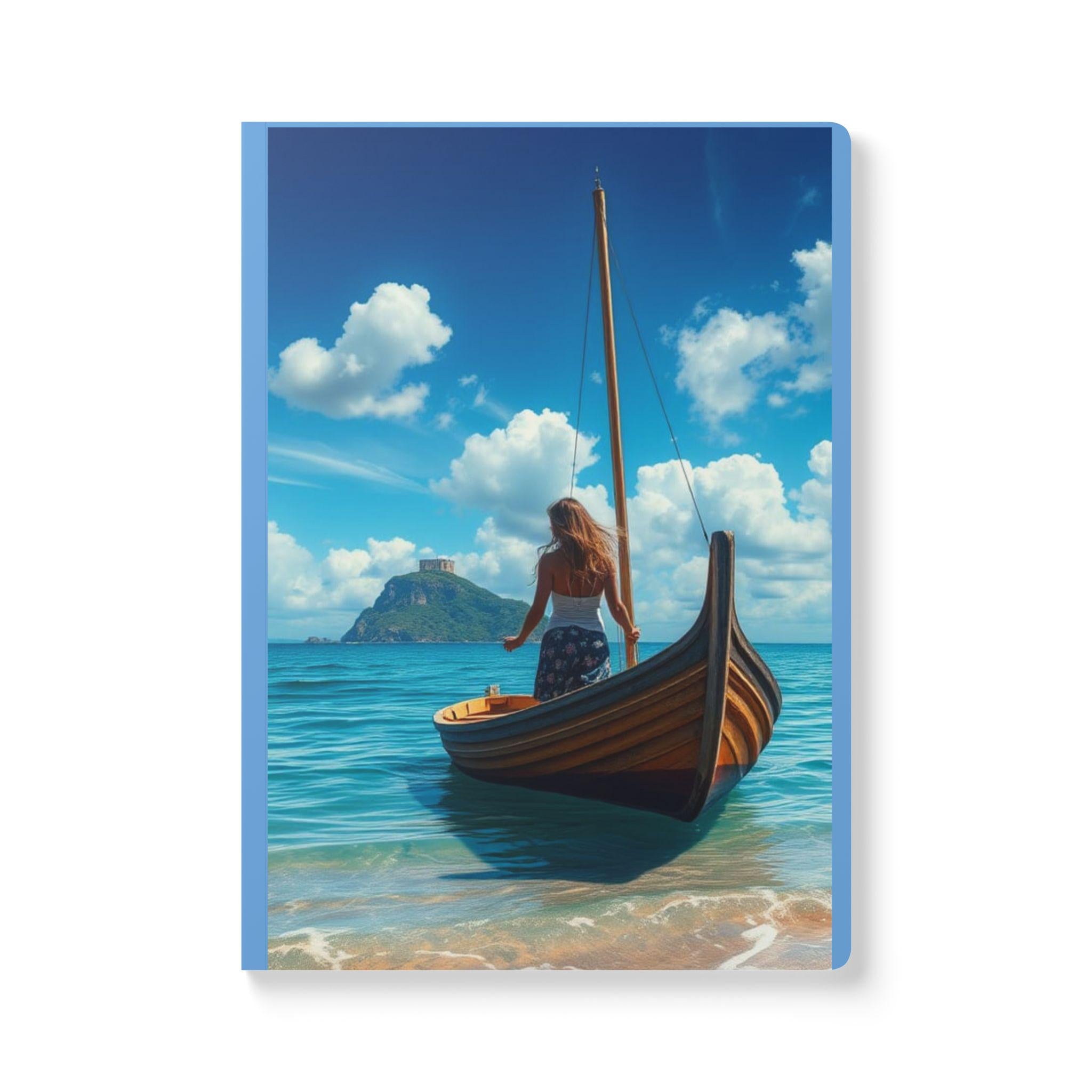 Coastal Boat Softcover Journal: Beach Travel Notebook (5.75" x 8")