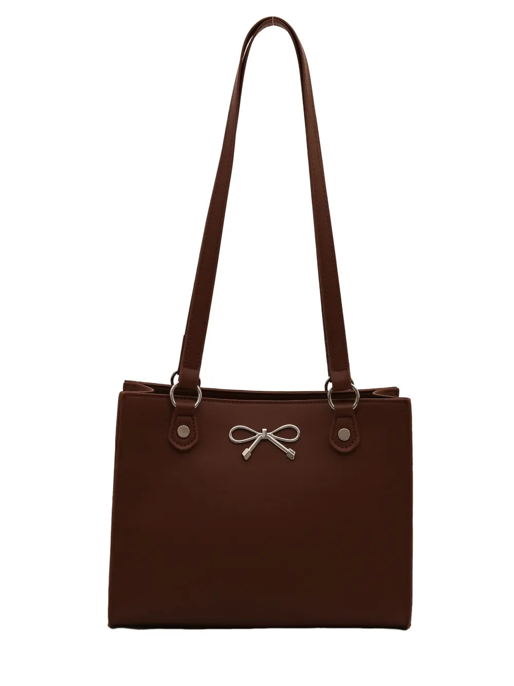 Bow PU Leather Shoulder Bag-AURA REGALIA 