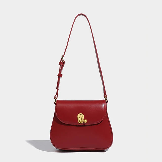 Vintage Elegant Women Flap Purse Shoulder Bags PU Leather Small Tote Handbag Simple Design Crossbody Bag Solid Color