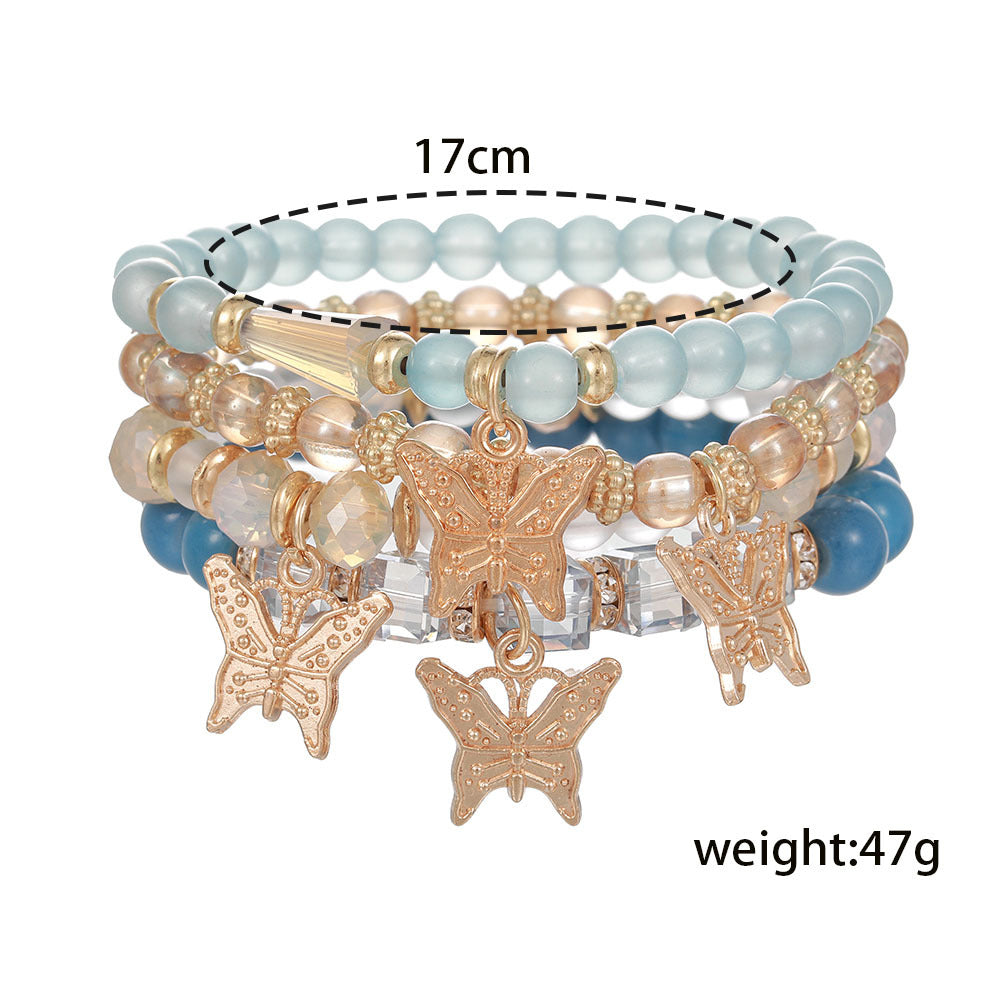 Design Sense Niche Twin Elastic Bohemian Butterfly Bracelet For Women