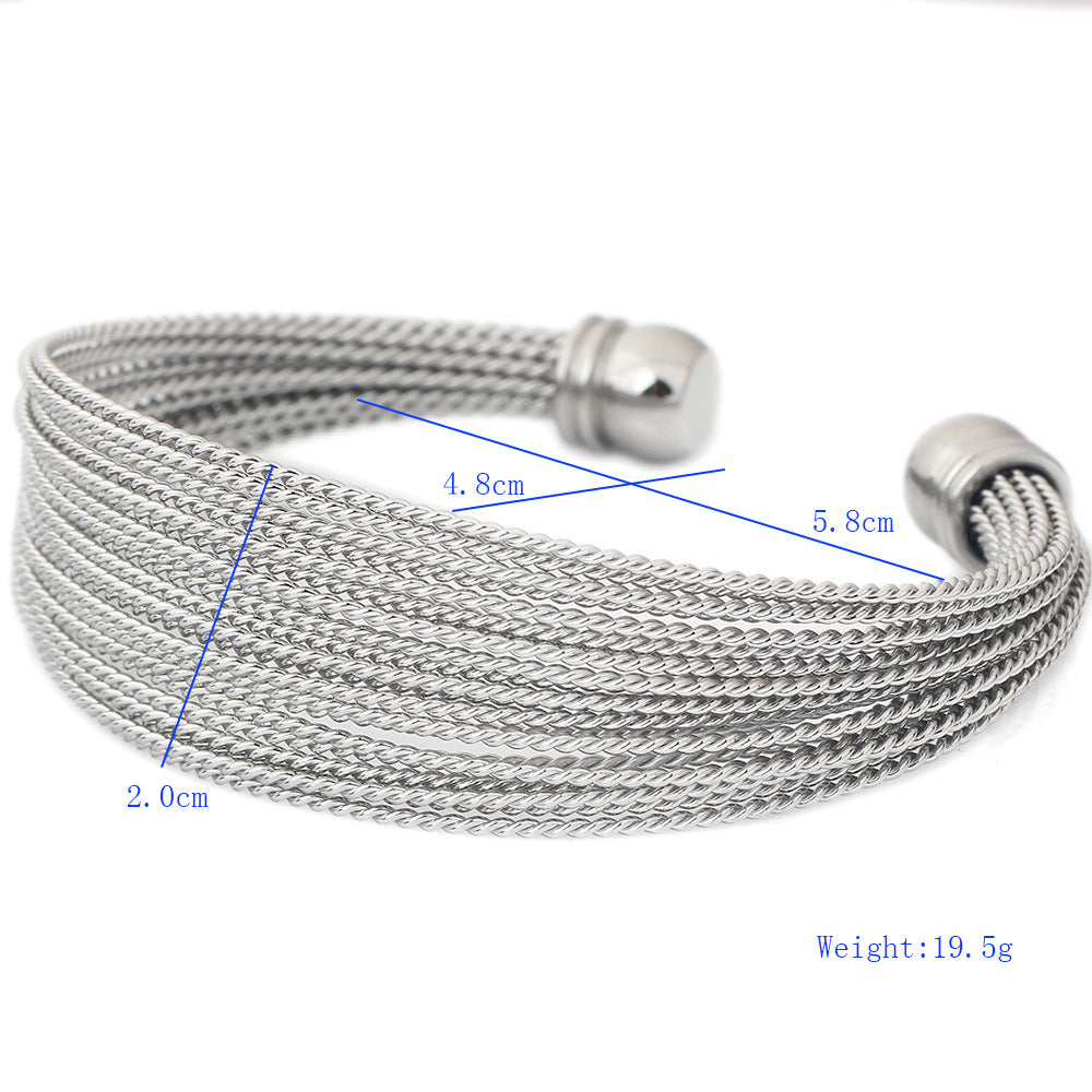 Stainless steel strand combination opening bracelet-AURA REGALIA 