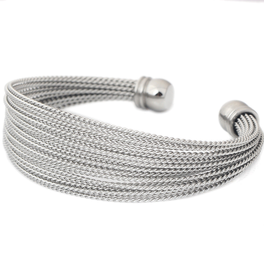Stainless steel strand combination opening bracelet-AURA REGALIA 
