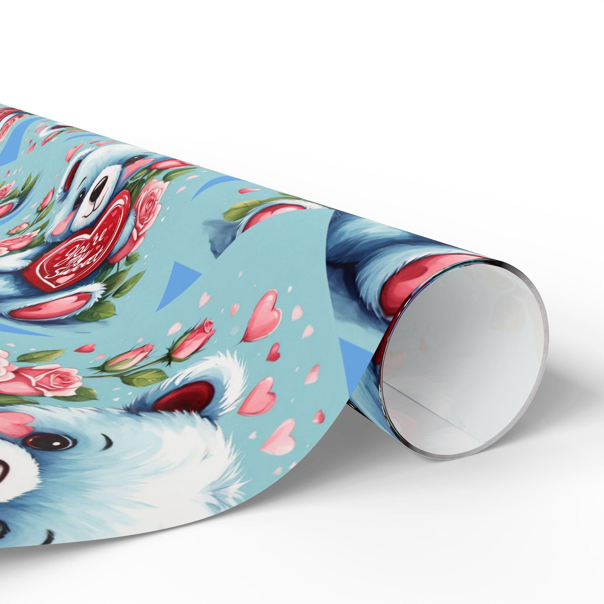 Teddy Bear & Roses Wrapping Paper | Valentine's Day Gift Wrap