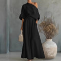 Cropped Off-shoulder Top And Pants Two-piece Set-AURA REGALIA 