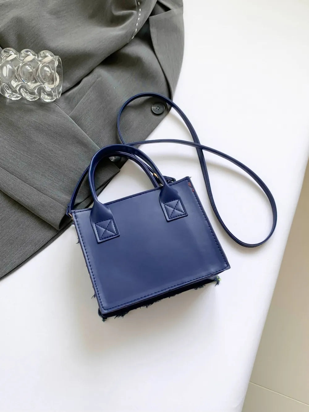 Raw Edge Plaid Shoulder Bag-AURA REGALIA 