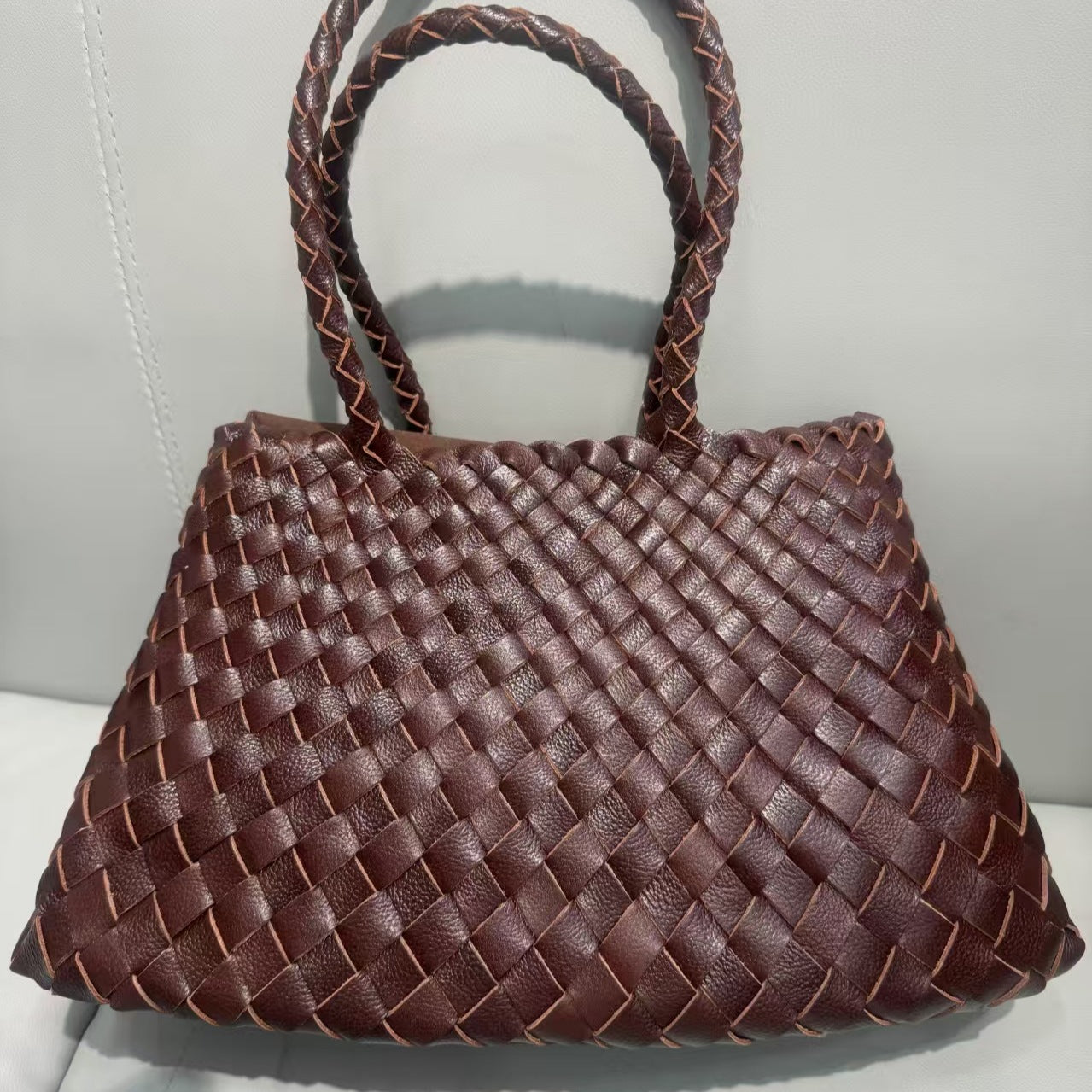 Trendy Retro Large Capacity Handbag Pure Handmade Woven Maternity Bag Commuter Shoulder Tote Bag-AURA REGALIA 