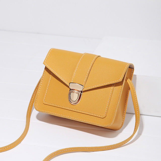 Fashion Small Crossbody Bags for Women Mini PU Leather Shoulder Messenger Bag for Girl Yellow Bolsas Ladies Phone Purse-AURA REGALIA 