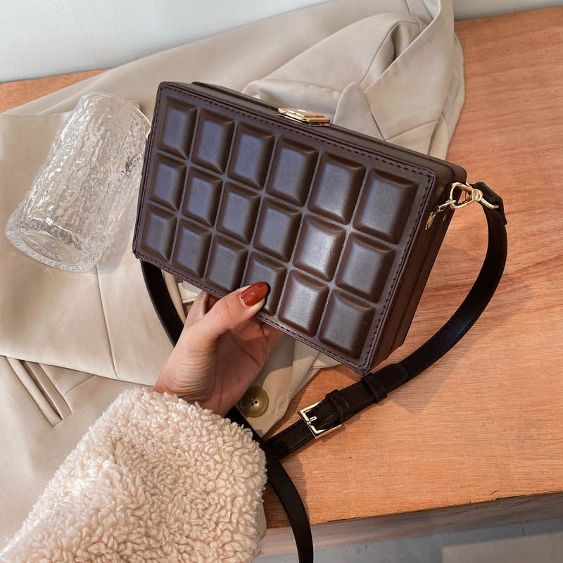 Fashionable embossed shoulder bag chocolate crossbody bag-AURA REGALIA 