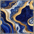 Blue Gold Agate Abstract Coasters Set of 4 | Hardboard Coaster with Cork Bottom