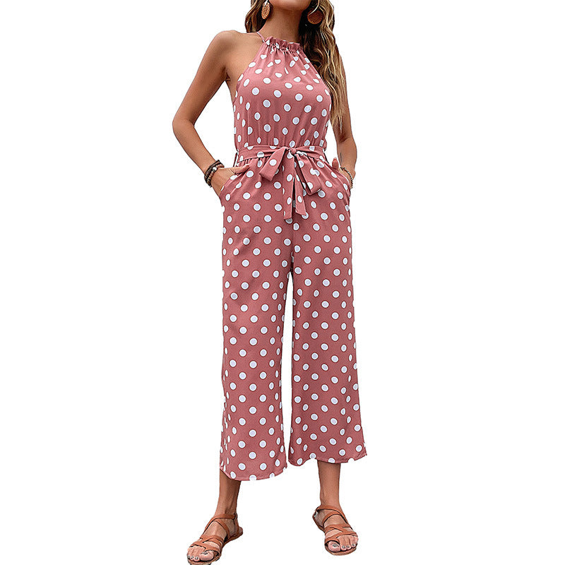 Loose Wide-leg Fashion Polka-dot Jumpsuit-AURA REGALIA 