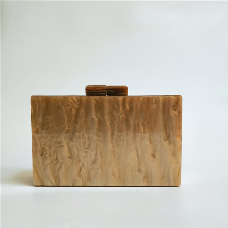 Leaf Vein Acrylic Dinner Bag Geometric Stitching Clutch Women's Dress Small Square Bag Crossbody Hard Box Bag