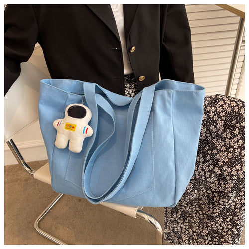 Big Bag Women's New Trendy Korean Style Casual Canvas Shoulder Bag Large Capacity Popular All-Match Tote Bag