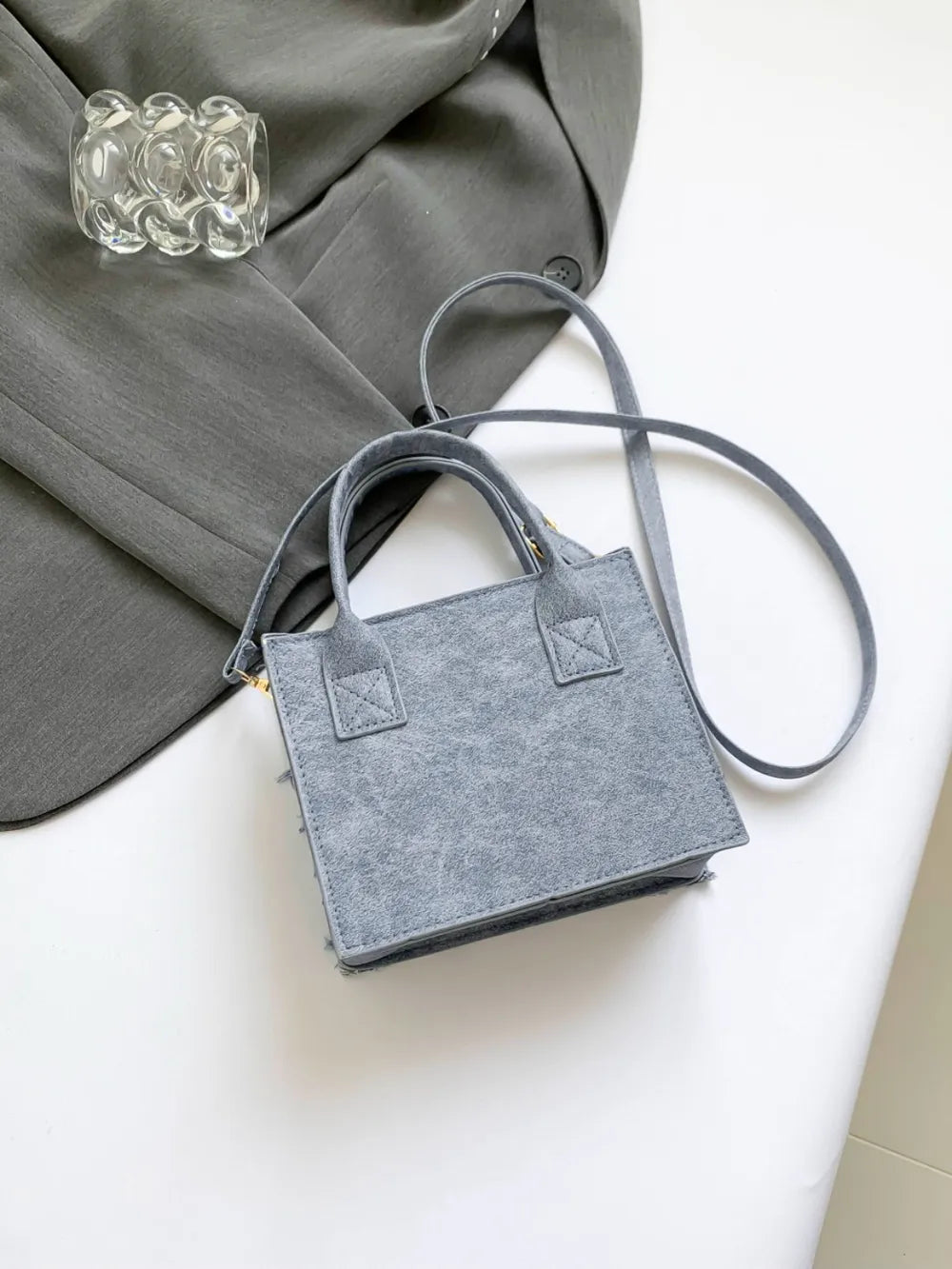 Raw Edge Plaid Shoulder Bag-AURA REGALIA 