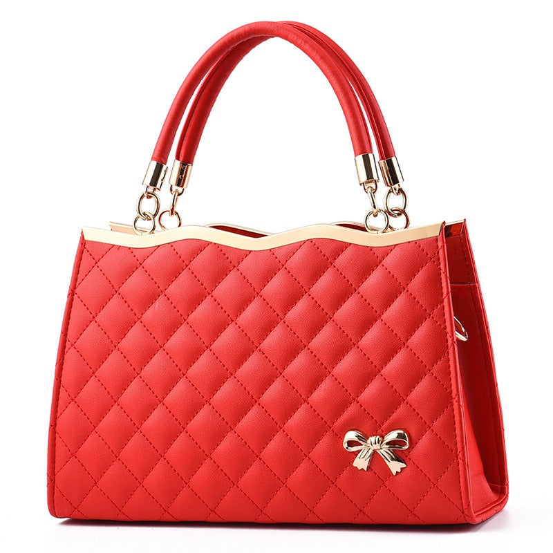 Embroidered Lingge Women's Handbag Foreign Trade Large Bag Single Shoulder Crossbody Bag