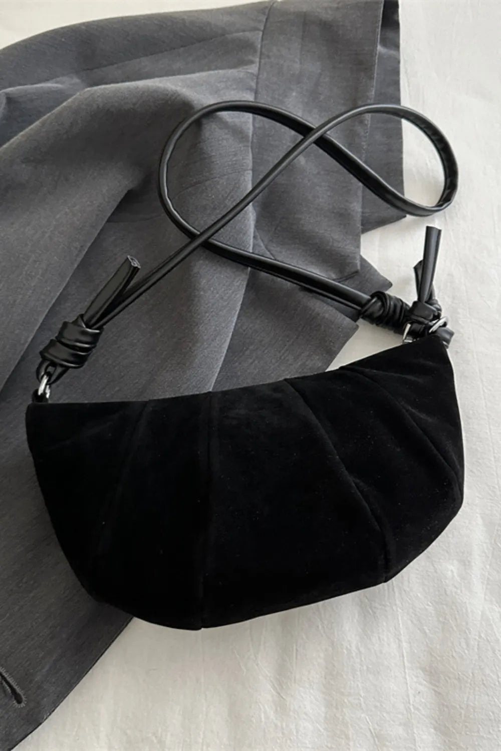 Suede Croissant Shape Shoulder Bag-AURA REGALIA 
